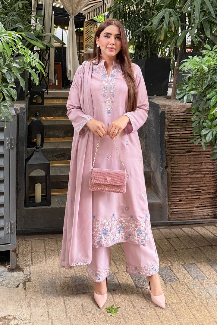 Lilac Embroidered 3-Piece Set