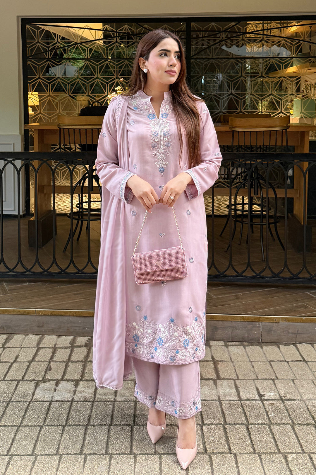 Lilac Embroidered 3-Piece Set