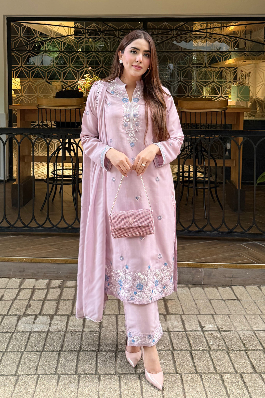 Lilac Embroidered 3-Piece Set