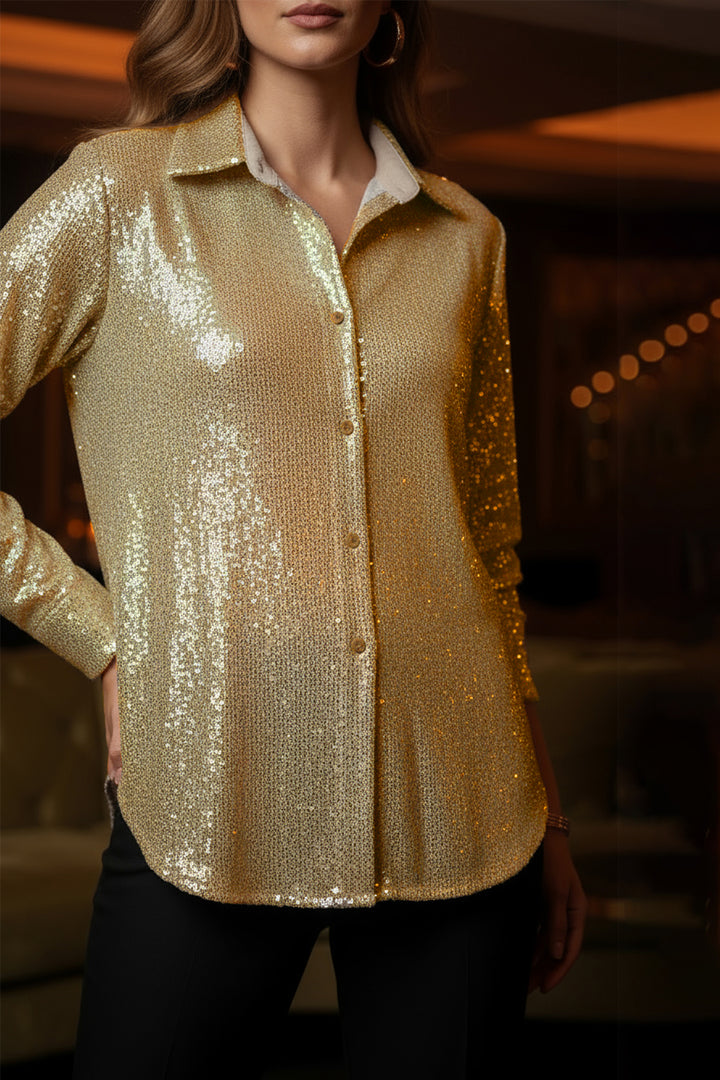 Sequin Collared Shirt - 01