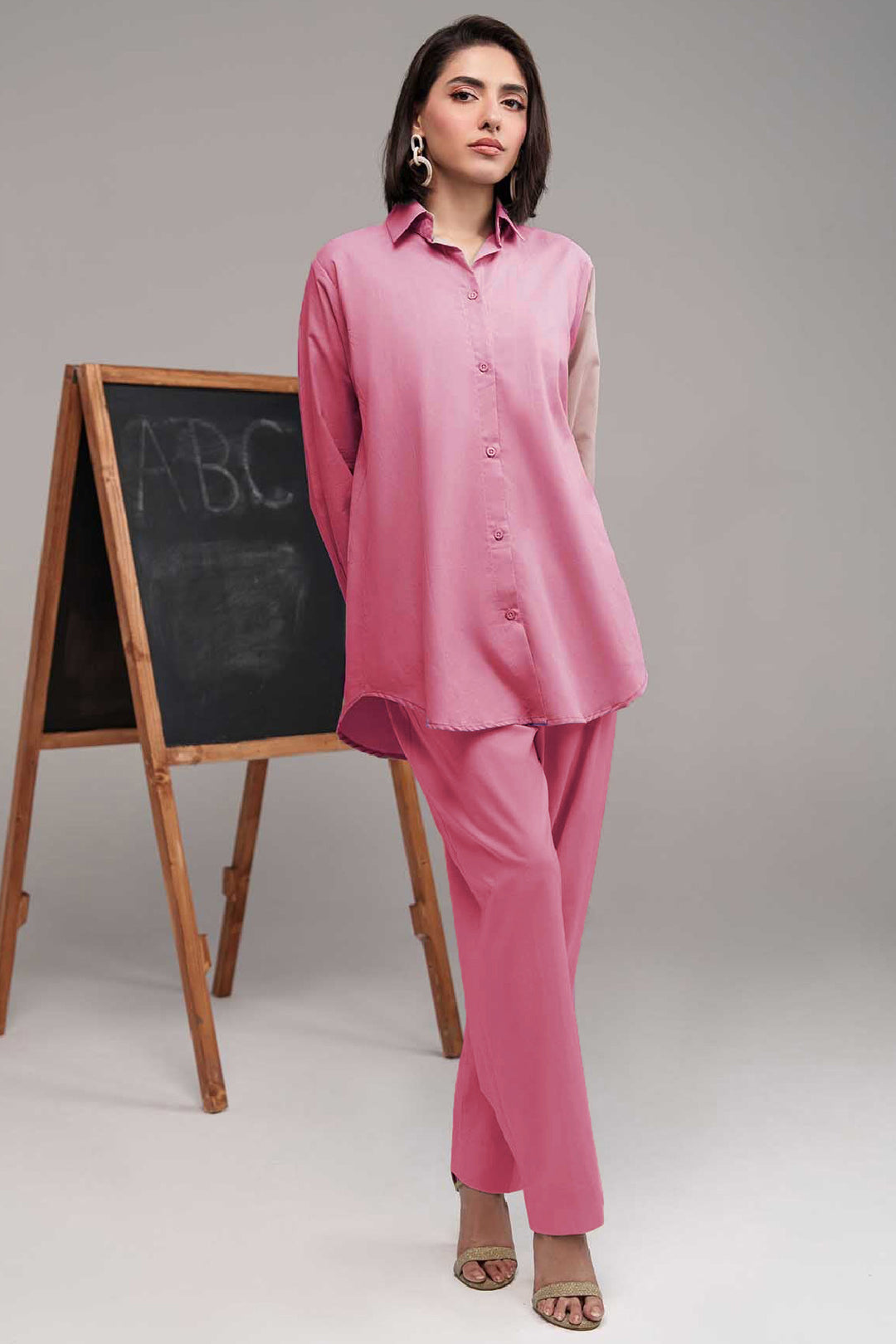 Tea Pink Cambric Co Ord Set - 01