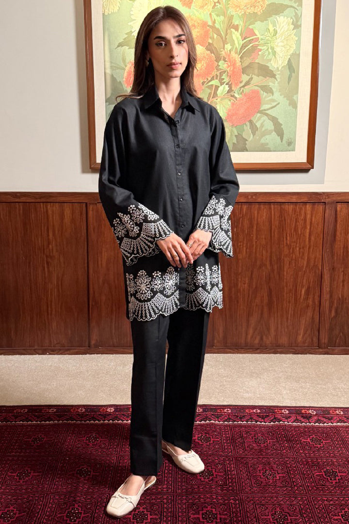 Black Schiffli Co ORD Set - 040