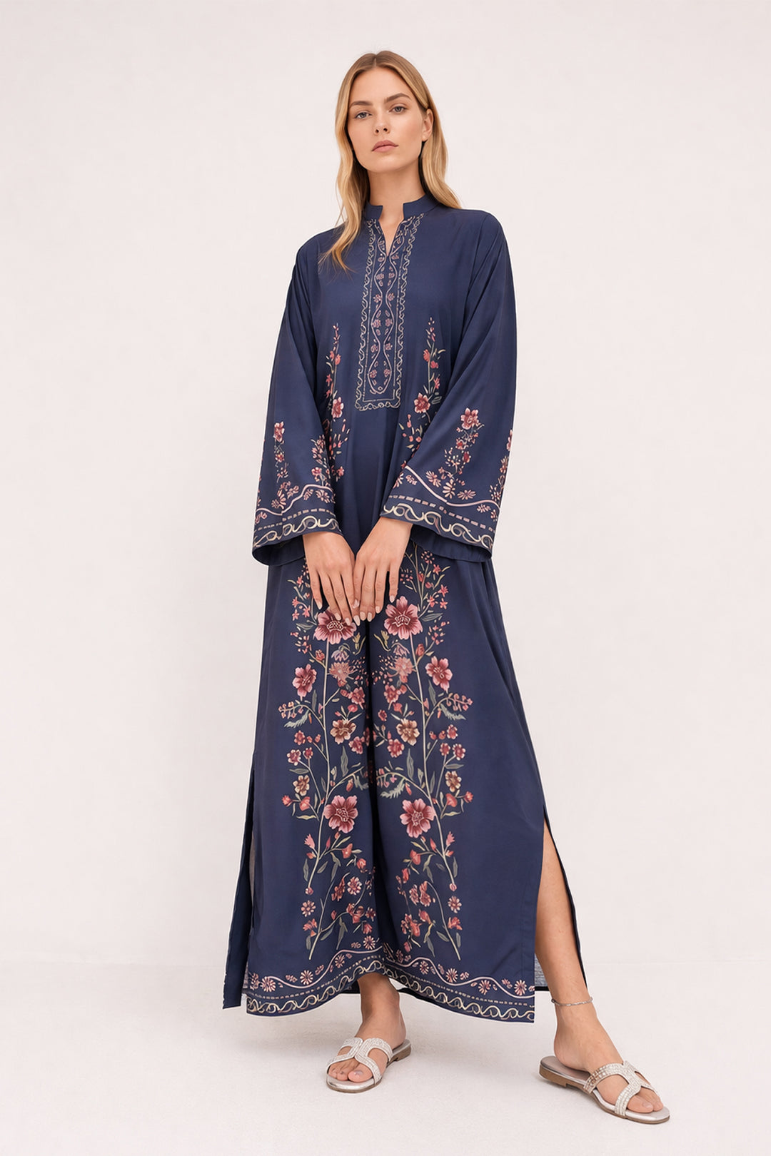 Navy Blue Bloom Kaftan