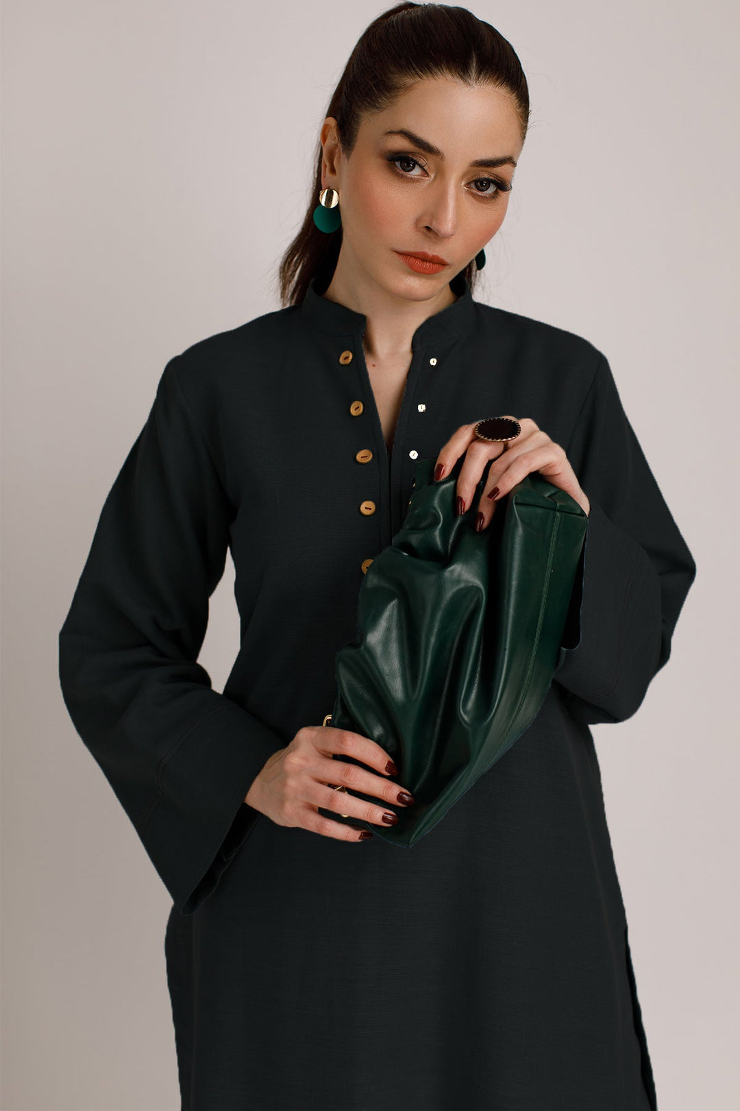 2 Pcs Black Cambric Suit - 030 - Peach Republic