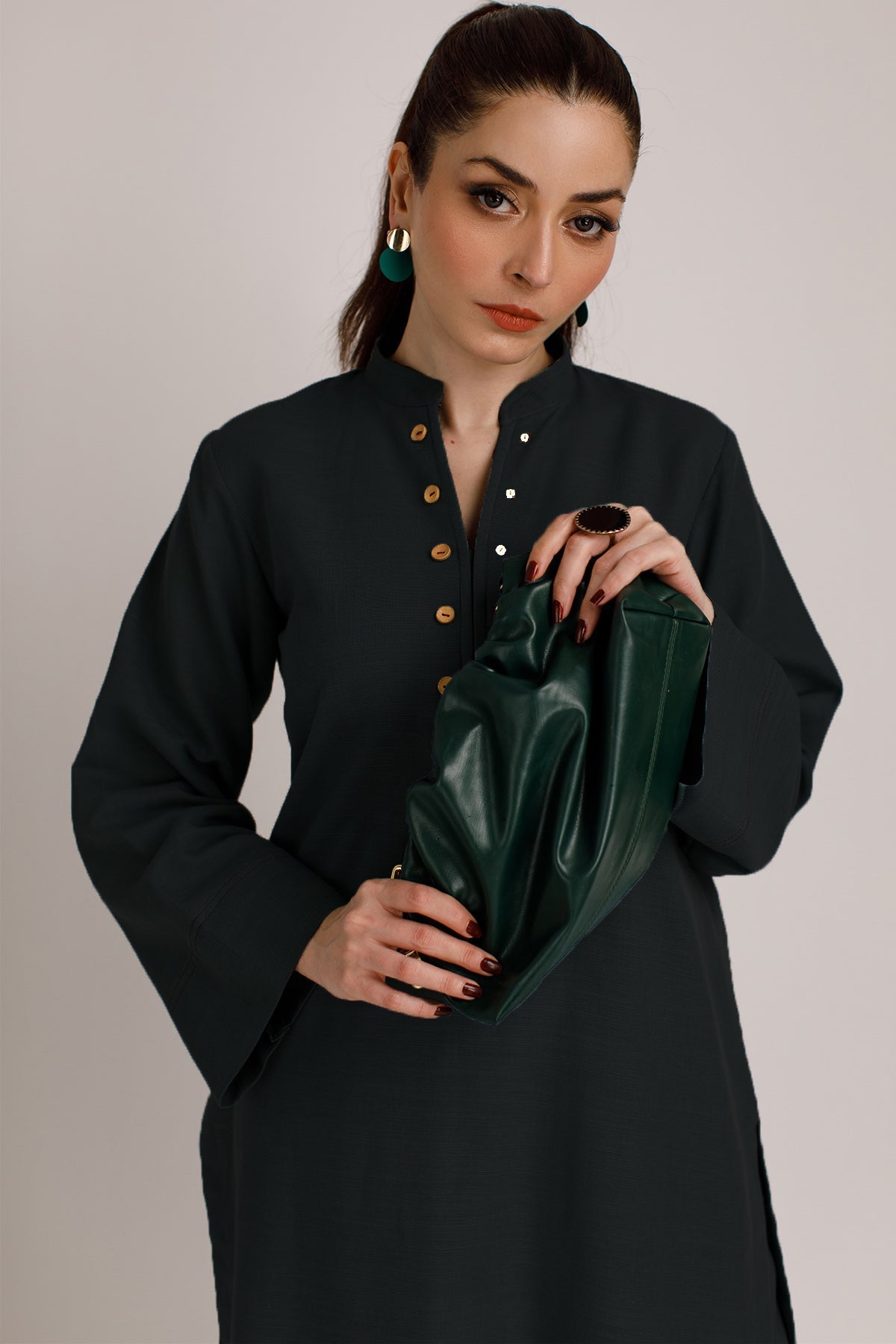 2 Pcs Black Cambric Suit - 030 - Peach Republic