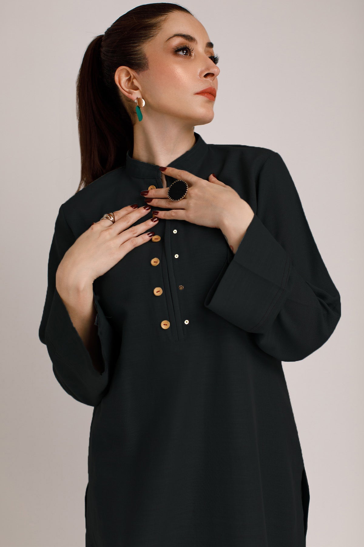 2 Pcs Black Cambric Suit - 030 - Peach Republic