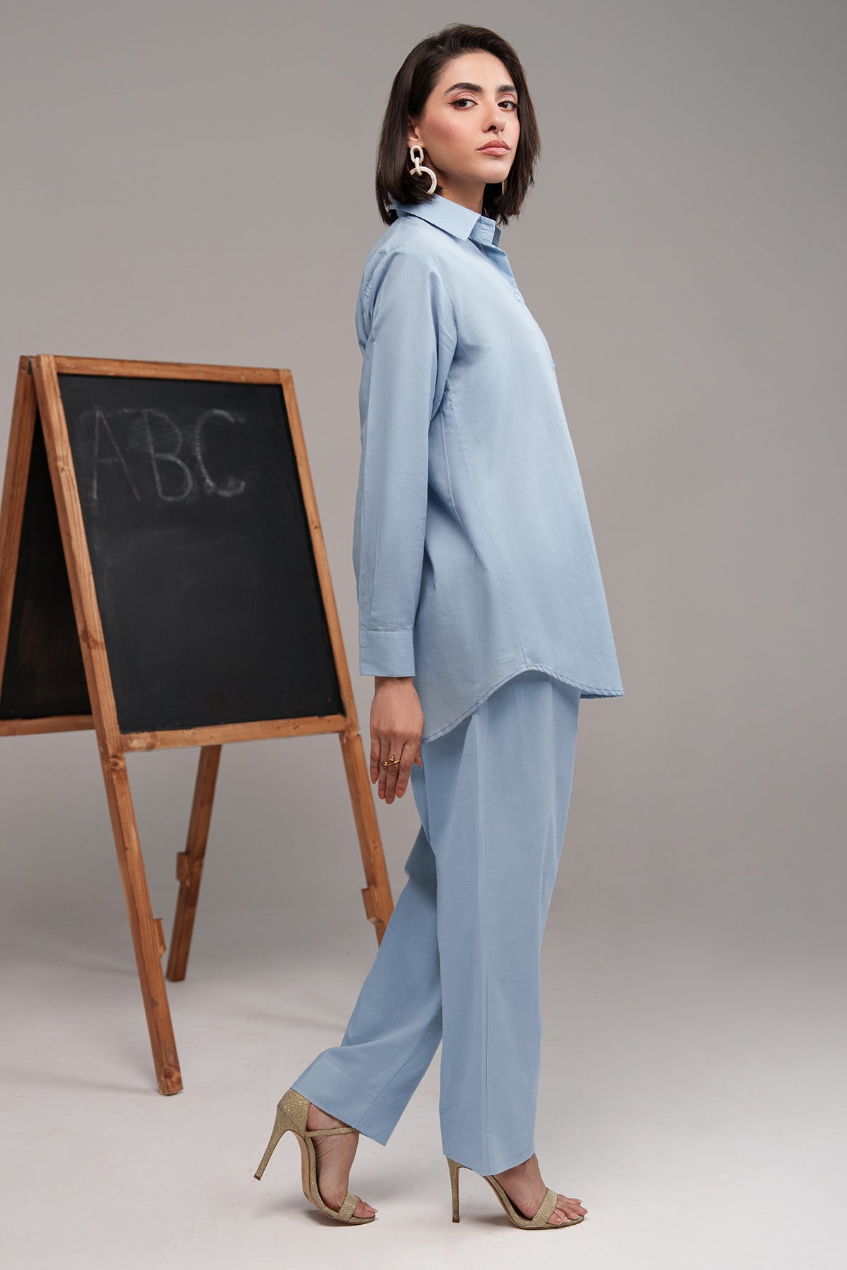 2 Pcs Cambric Co Ord Set - 01 - Peach Republic