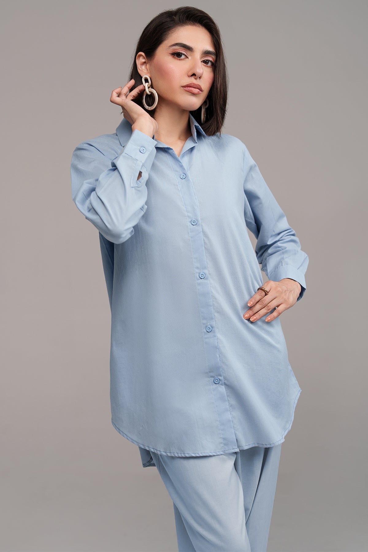 2 Pcs Cambric Co Ord Set - 01 - Peach Republic