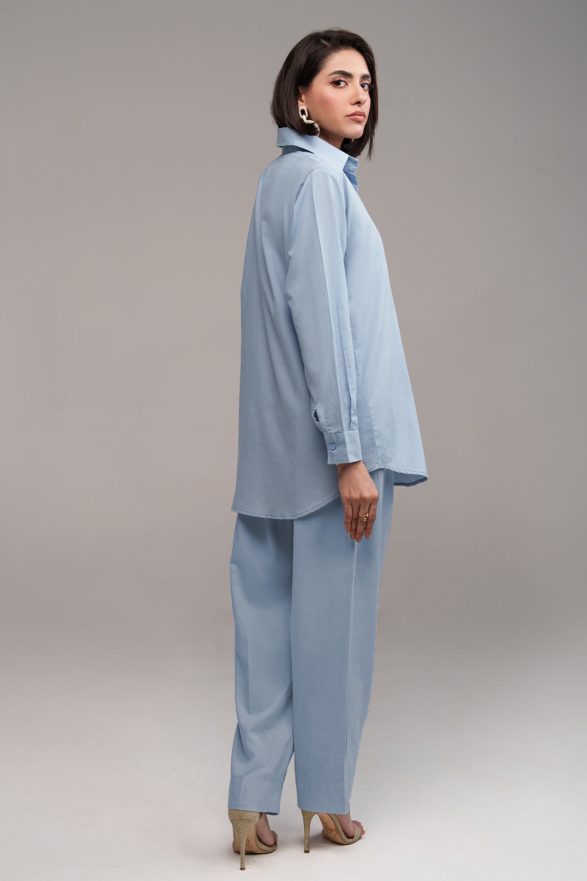 2 Pcs Cambric Co Ord Set - 01 - Peach Republic