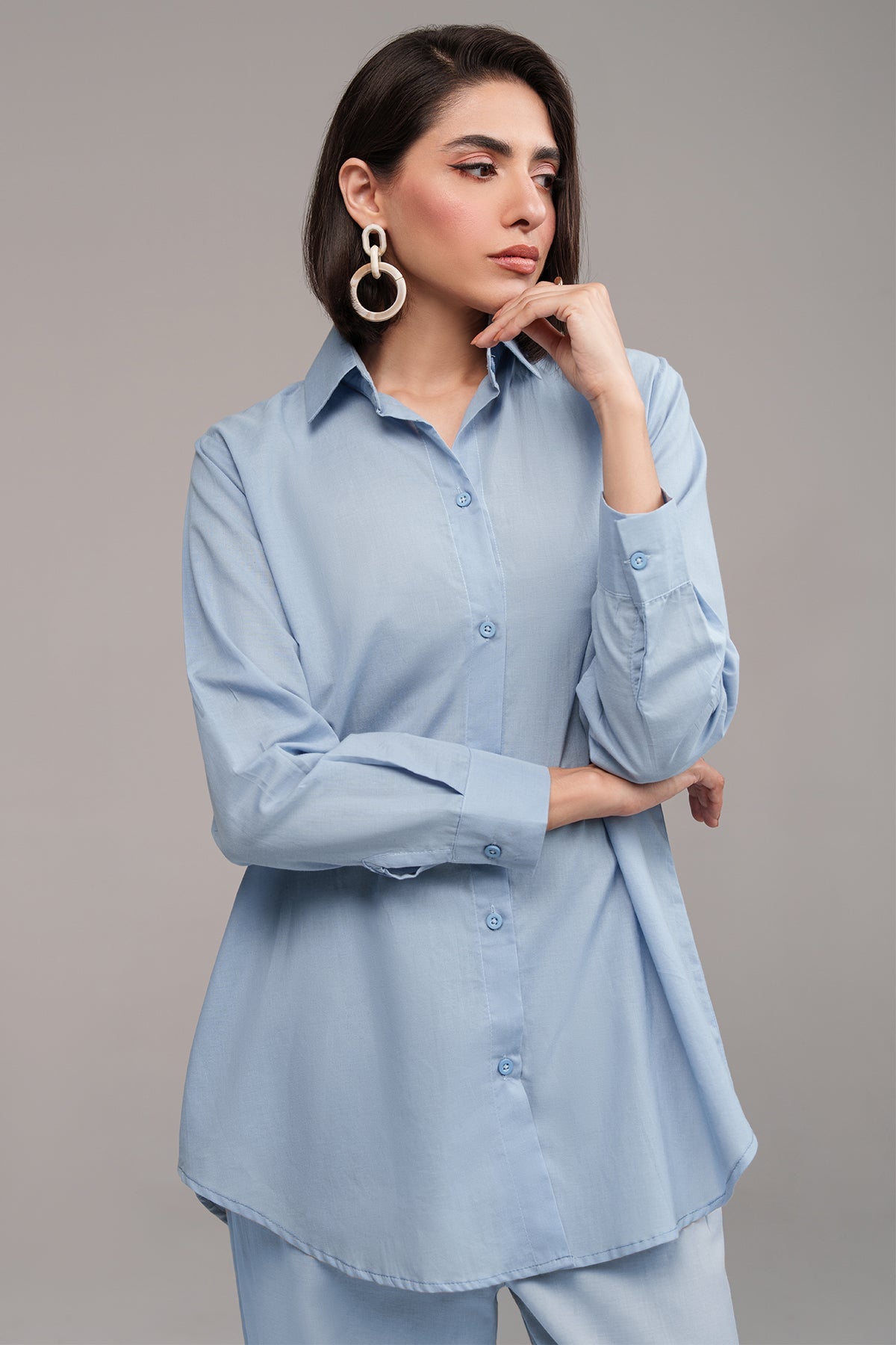 2 Pcs Cambric Co Ord Set - 01 - Peach Republic