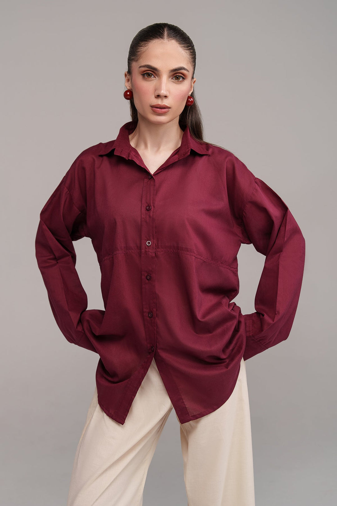 2 Pcs Cambric Co Ord Set - 03 - Peach Republic