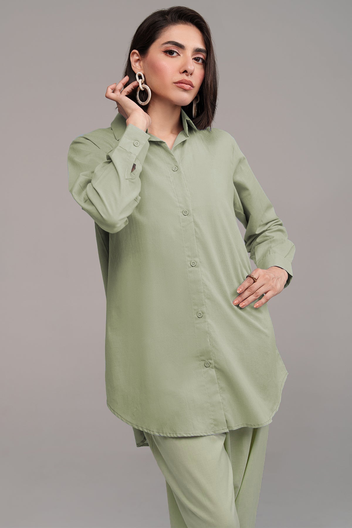 2 Pcs Cambric Co Ord Set - 03 - Peach Republic