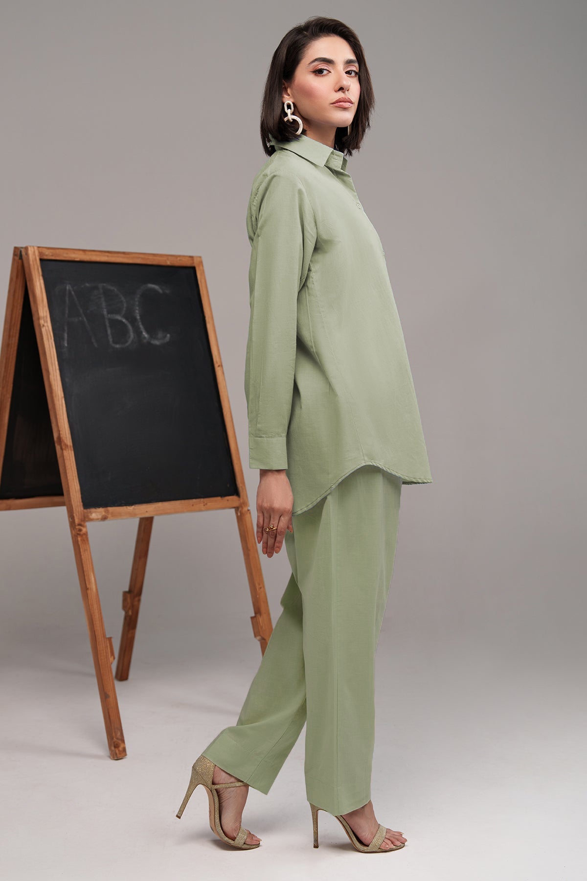 2 Pcs Cambric Co Ord Set - 03 - Peach Republic