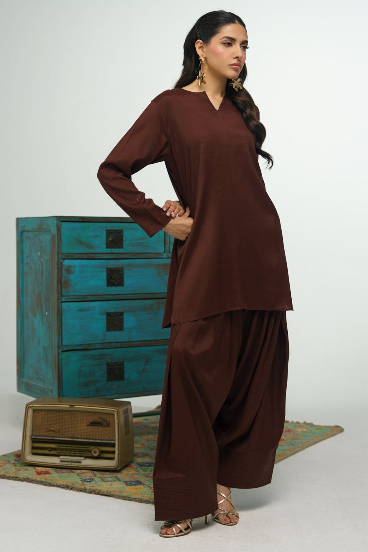 2 Pcs Co Ord Set - 007 - Peach Republic