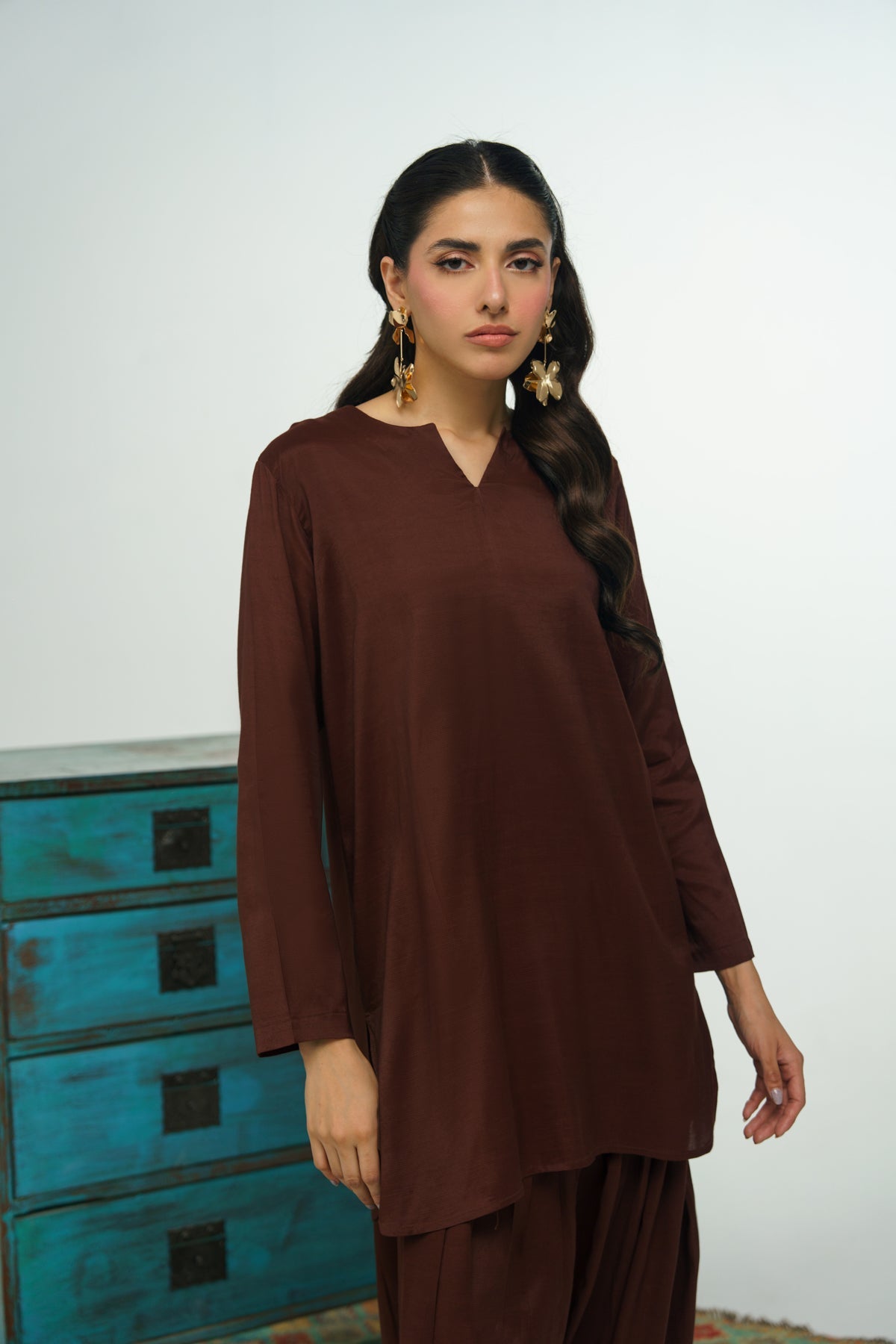 2 Pcs Co Ord Set - 007 - Peach Republic