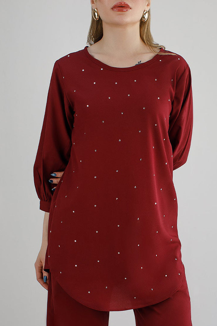 Maroon Embellished Top