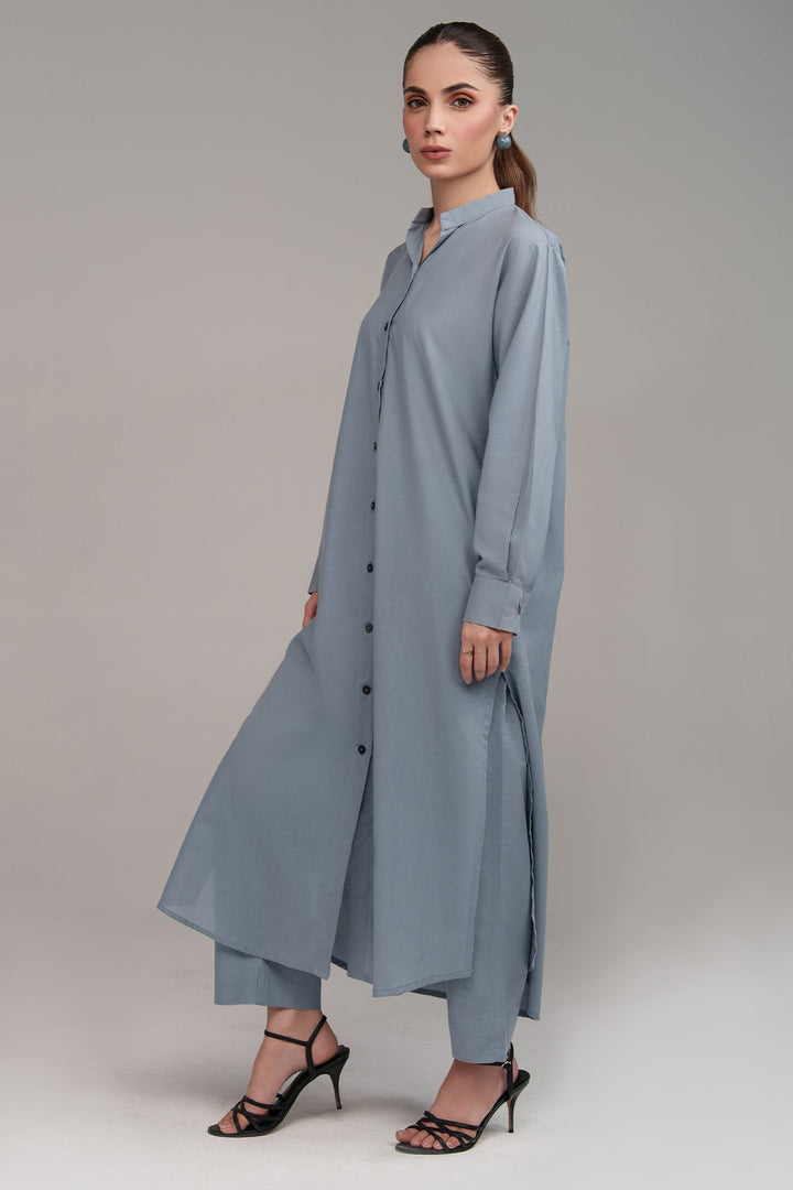 2 Pcs Pastel Blue Cambric Suit - Peach Republic