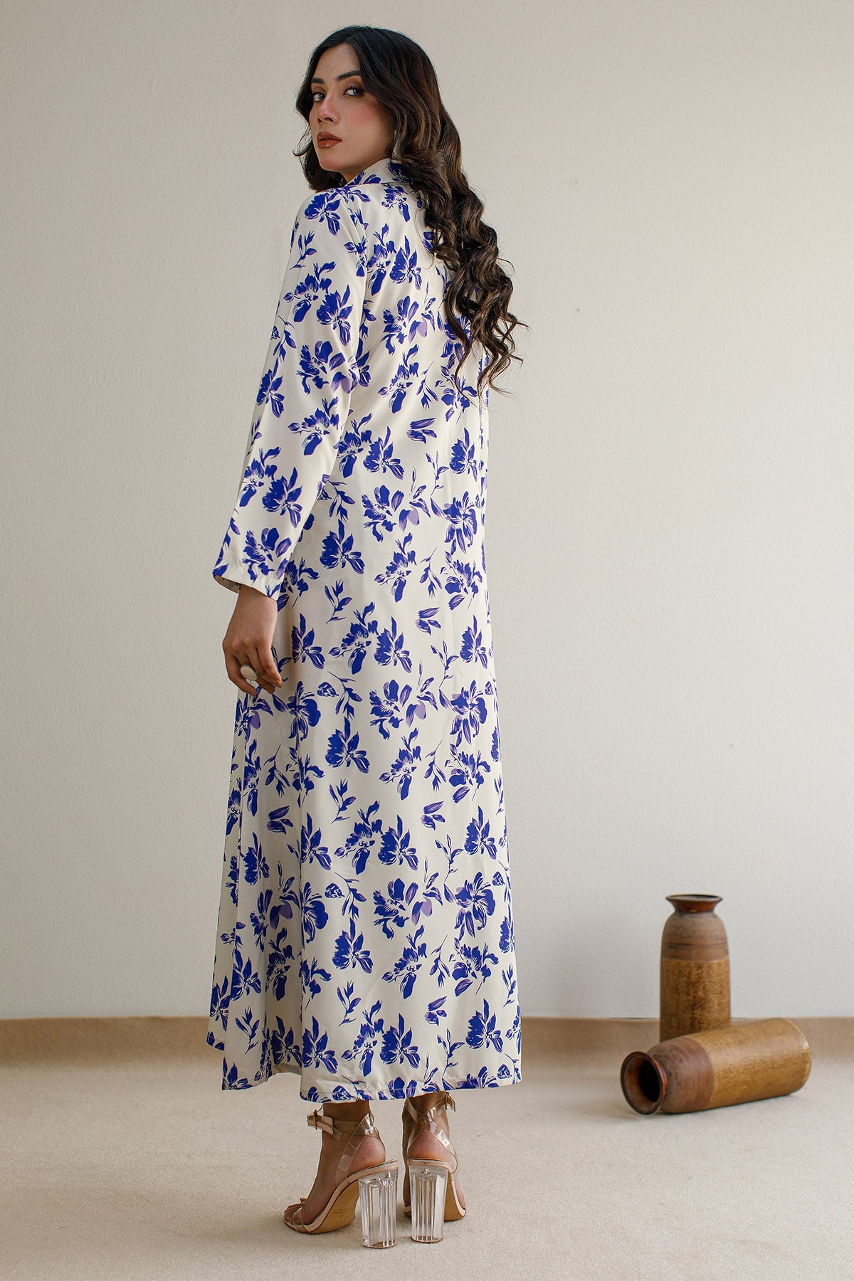 2 Pcs Printed A - Line Dress - 17 - Peach Republic