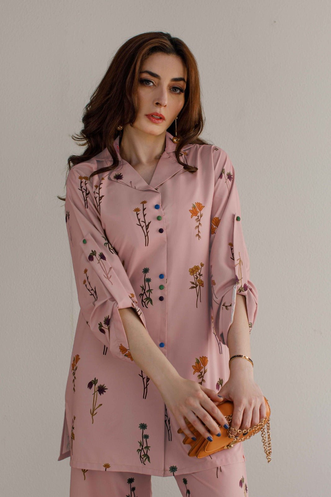 2 Pcs Printed Co Ord Set - 025 - Peach Republic