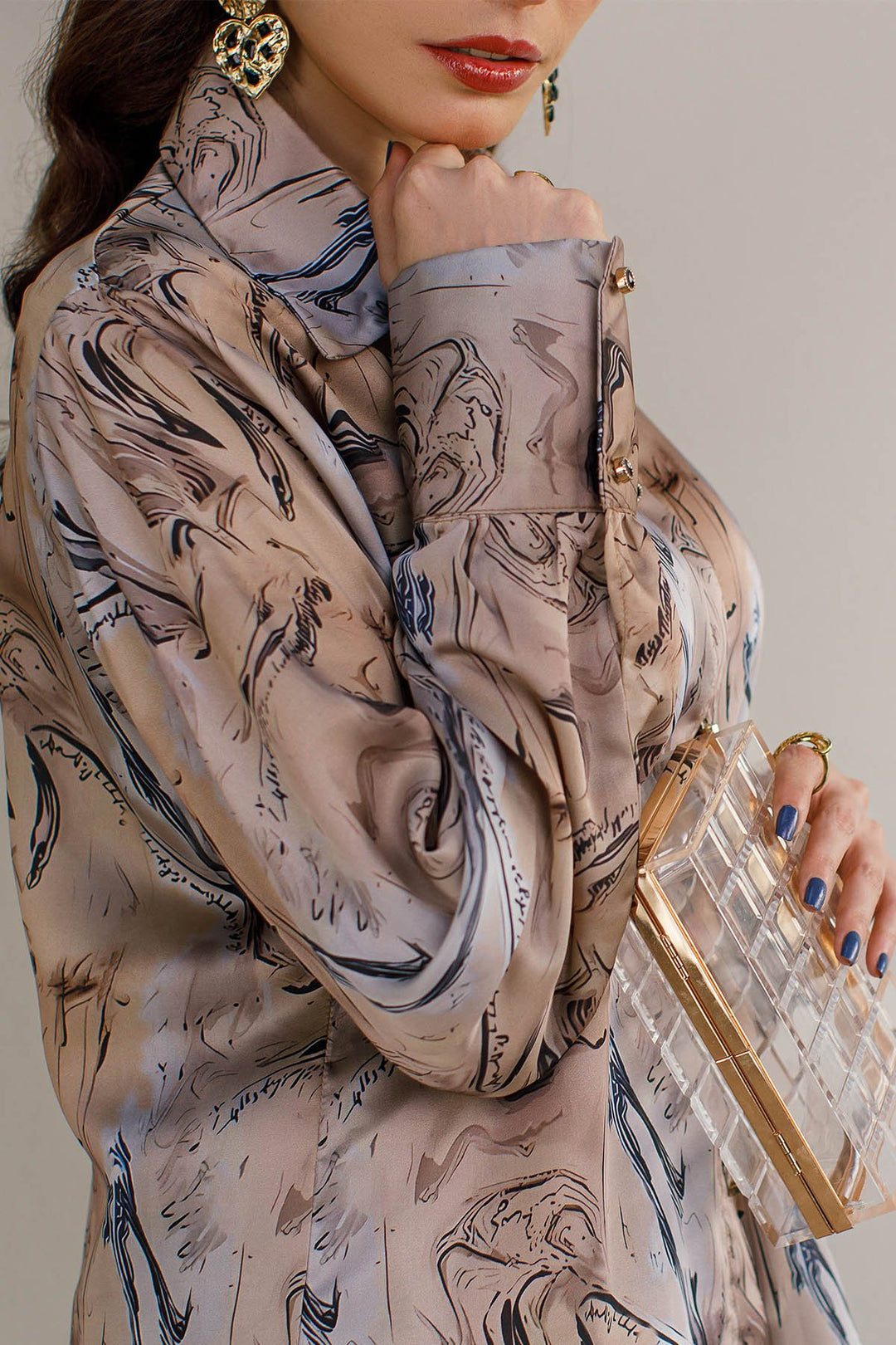 2 Pcs Printed Co Ord Set 12 - Peach Republic