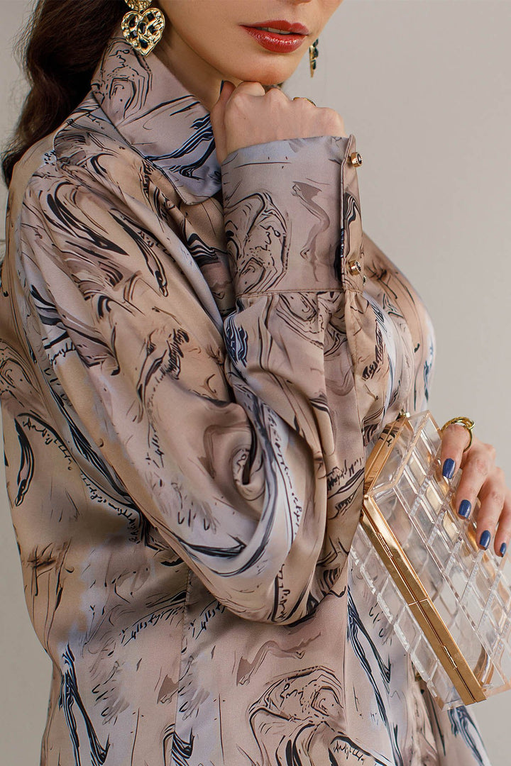 2 Pcs Printed Co Ord Set 12 - Peach Republic