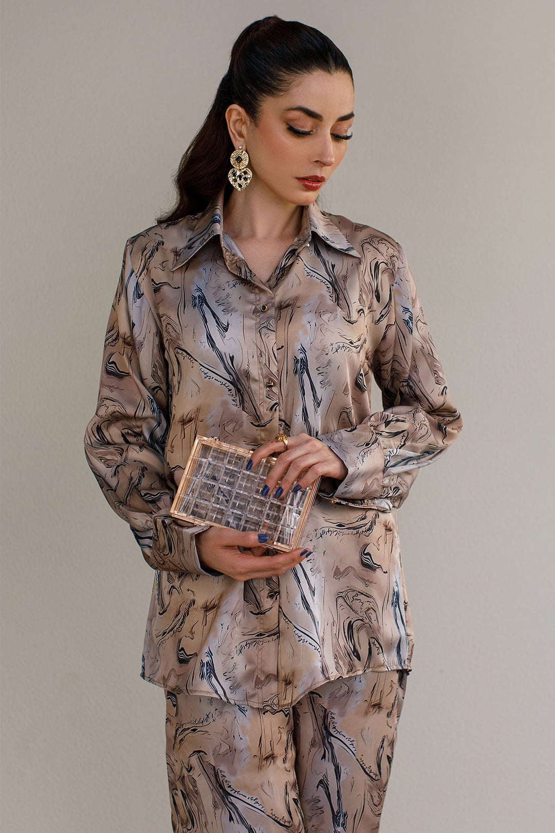 2 Pcs Printed Co Ord Set 12 - Peach Republic