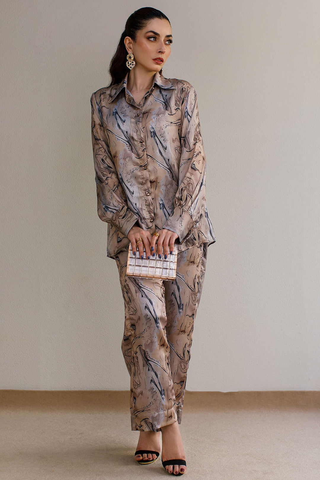 2 Pcs Printed Co Ord Set 12 - Peach Republic