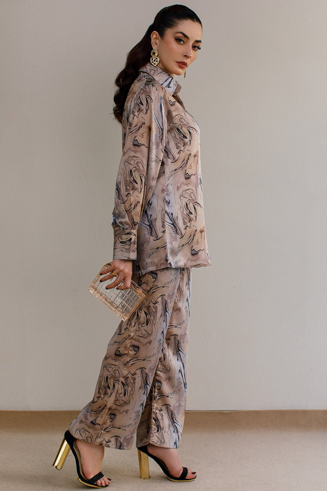 2 Pcs Printed Co Ord Set 12 - Peach Republic