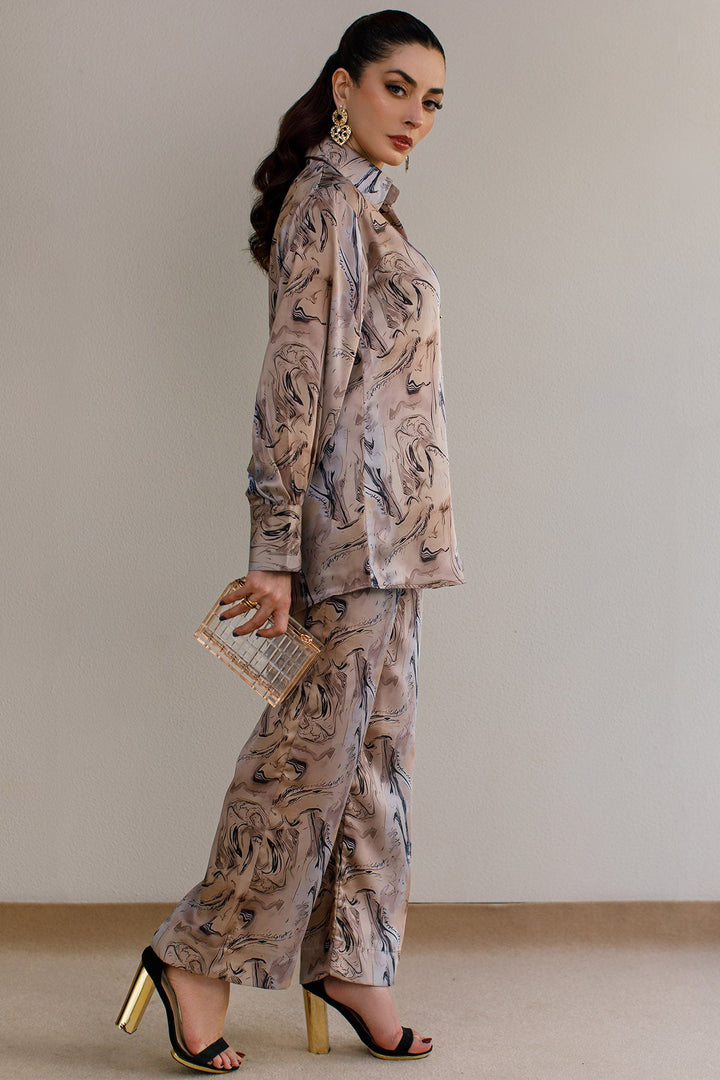 2 Pcs Printed Co Ord Set 12 - Peach Republic