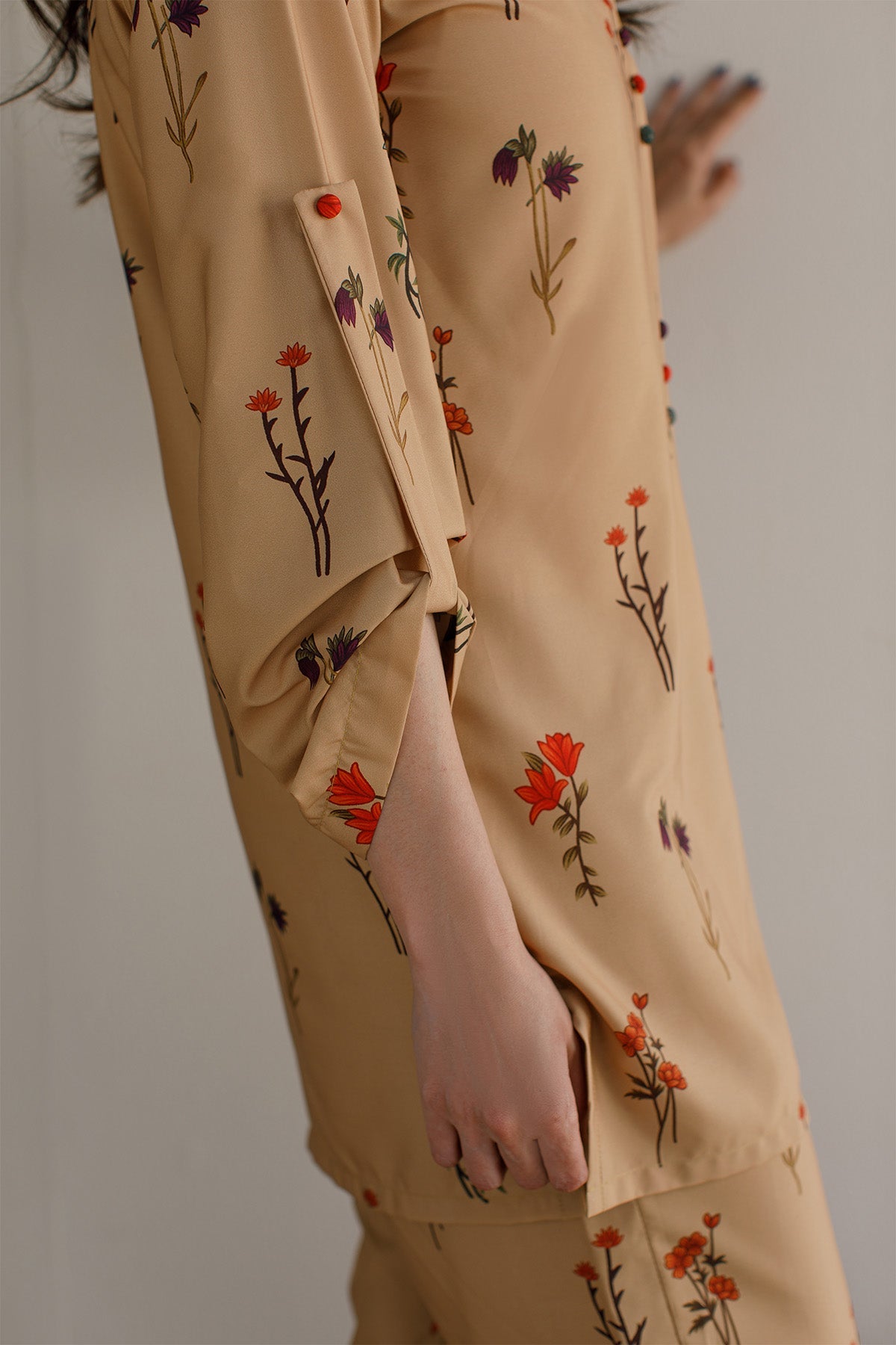 2 Pcs Printed Co Ord Set - 24 - Peach Republic