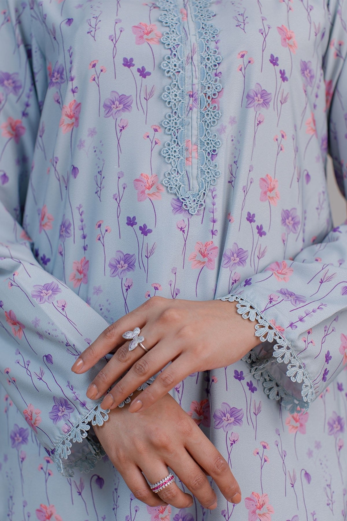 2 Pcs Printed Dress - 26 - Peach Republic