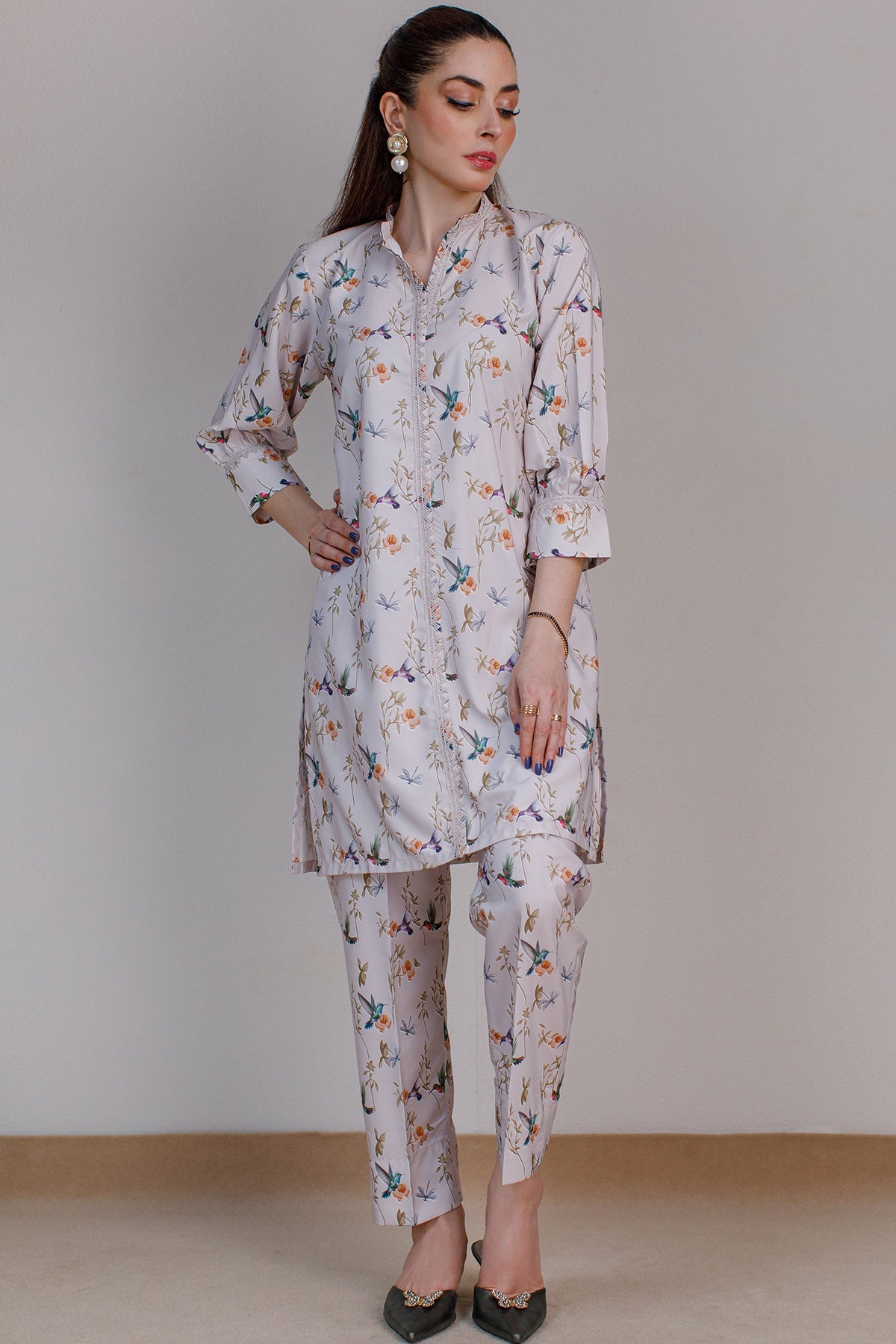 2 Pcs Printed Dress - 28 - Peach Republic