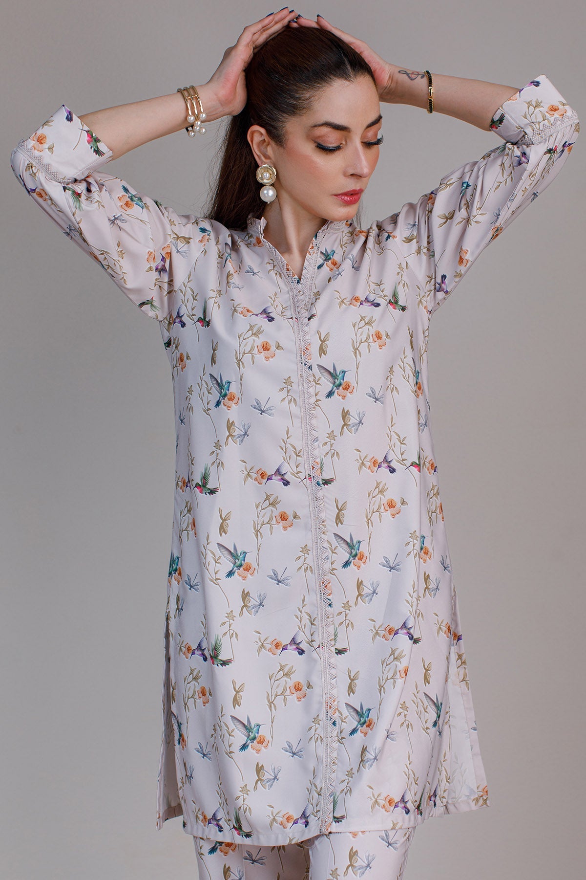 2 Pcs Printed Dress - 28 - Peach Republic