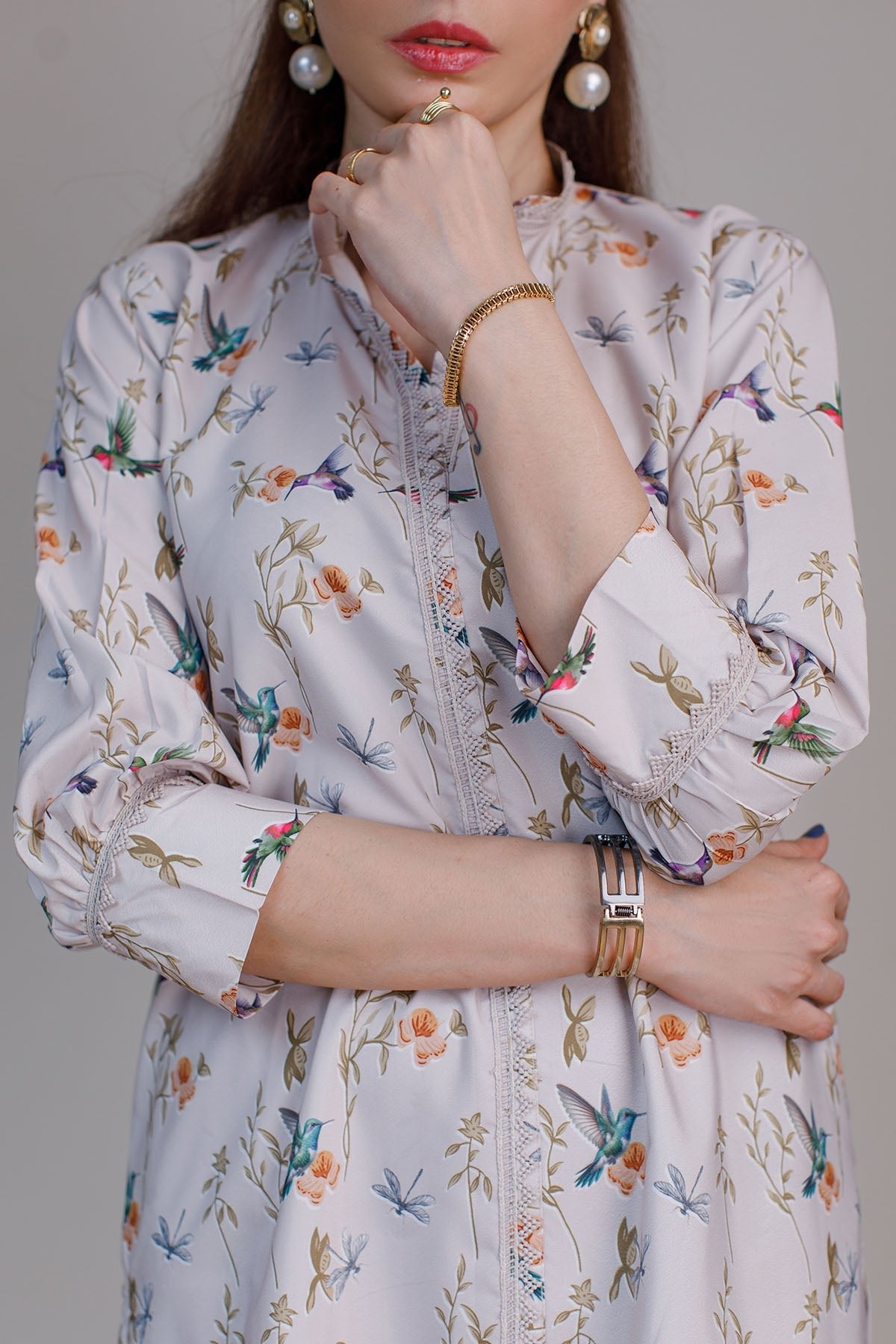 2 Pcs Printed Dress - 28 - Peach Republic