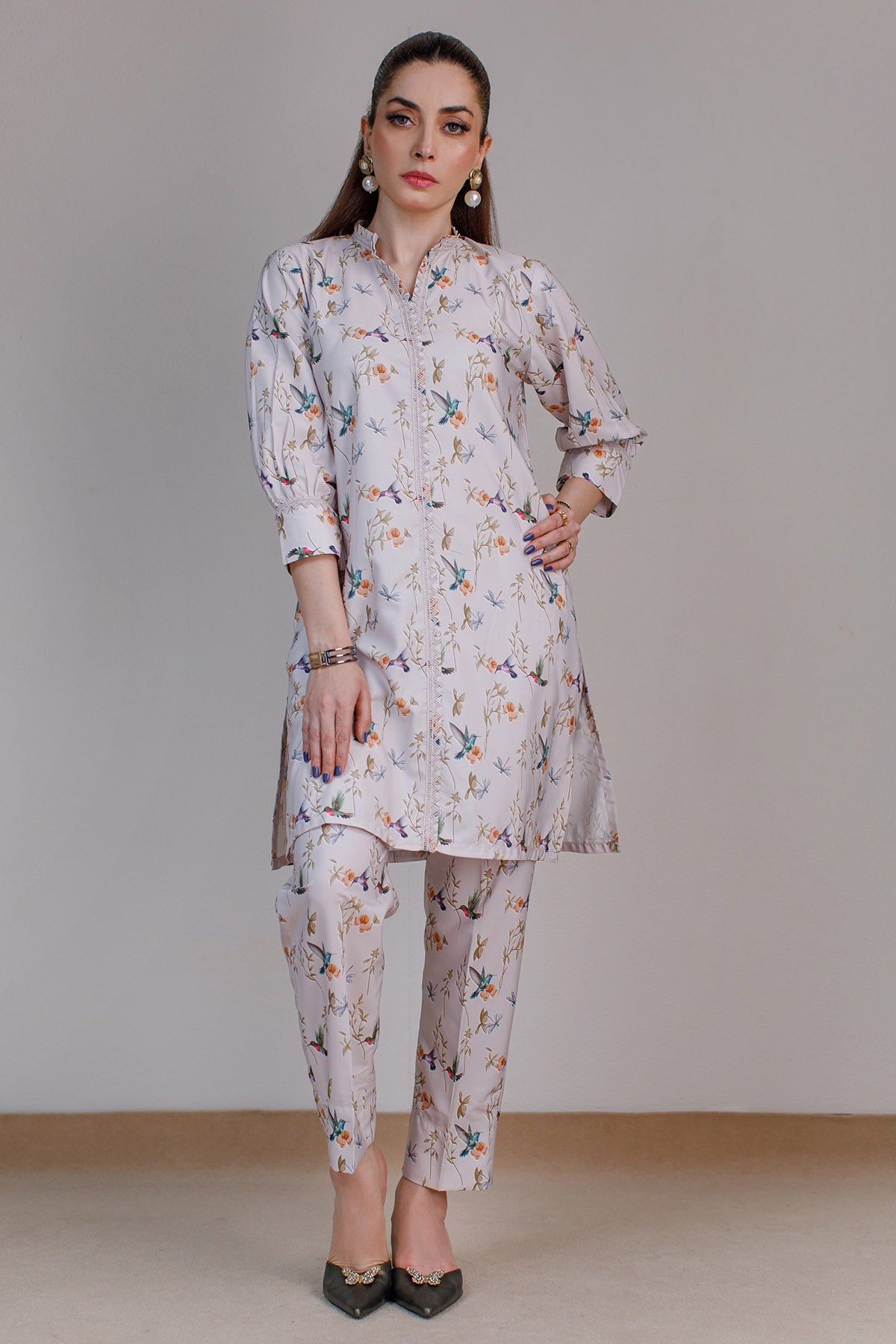 2 Pcs Printed Dress - 28 - Peach Republic