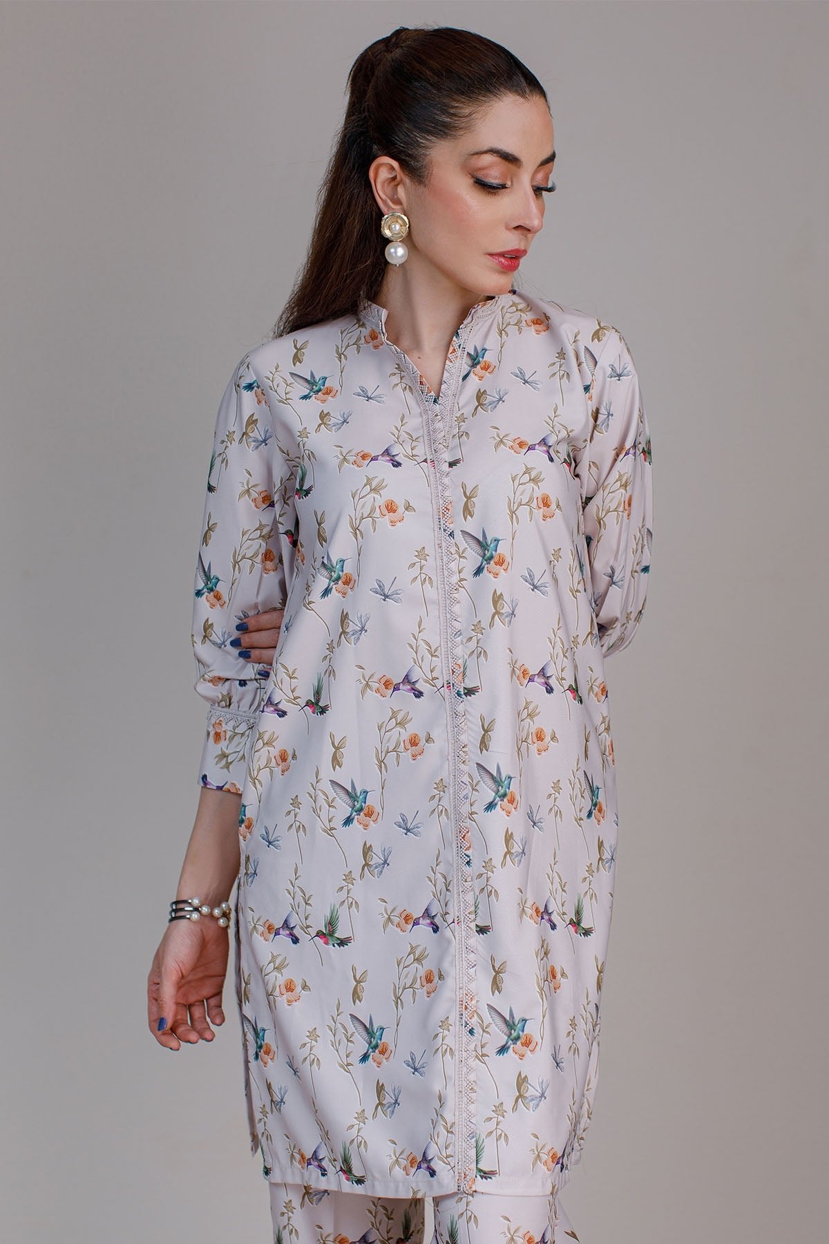 2 Pcs Printed Dress - 28 - Peach Republic