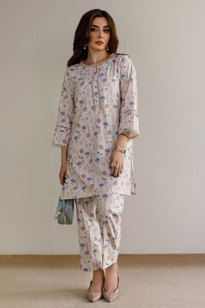 2 Pcs Printed Dress - 31 - Peach Republic