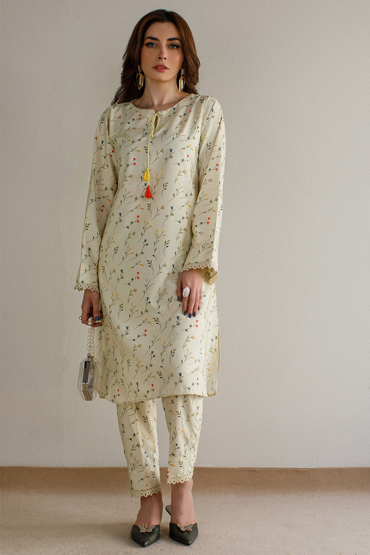 2 Pcs Printed Suit - 16 - Peach Republic