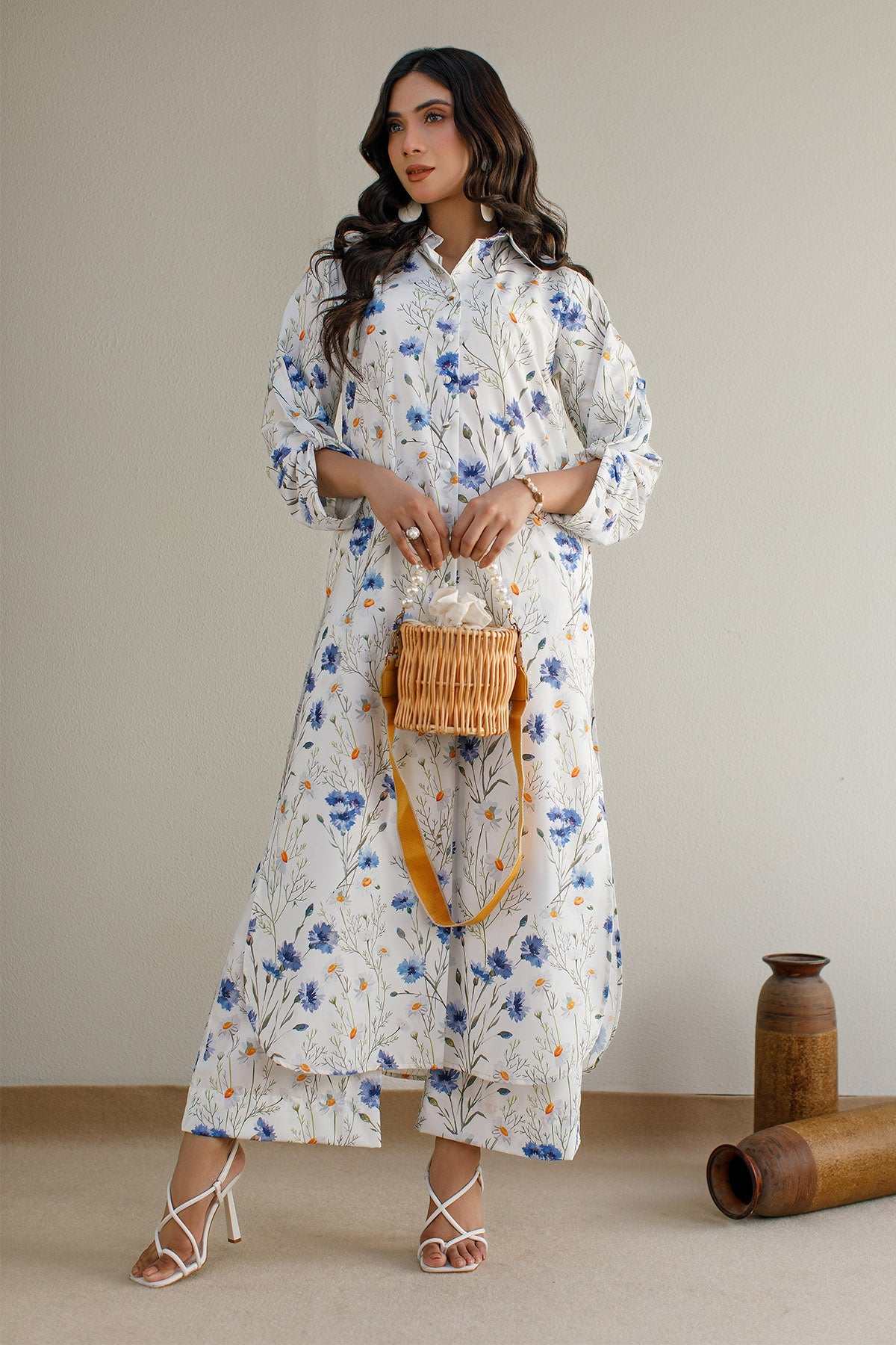 2 Pcs Printed Suit - 19 - Peach Republic