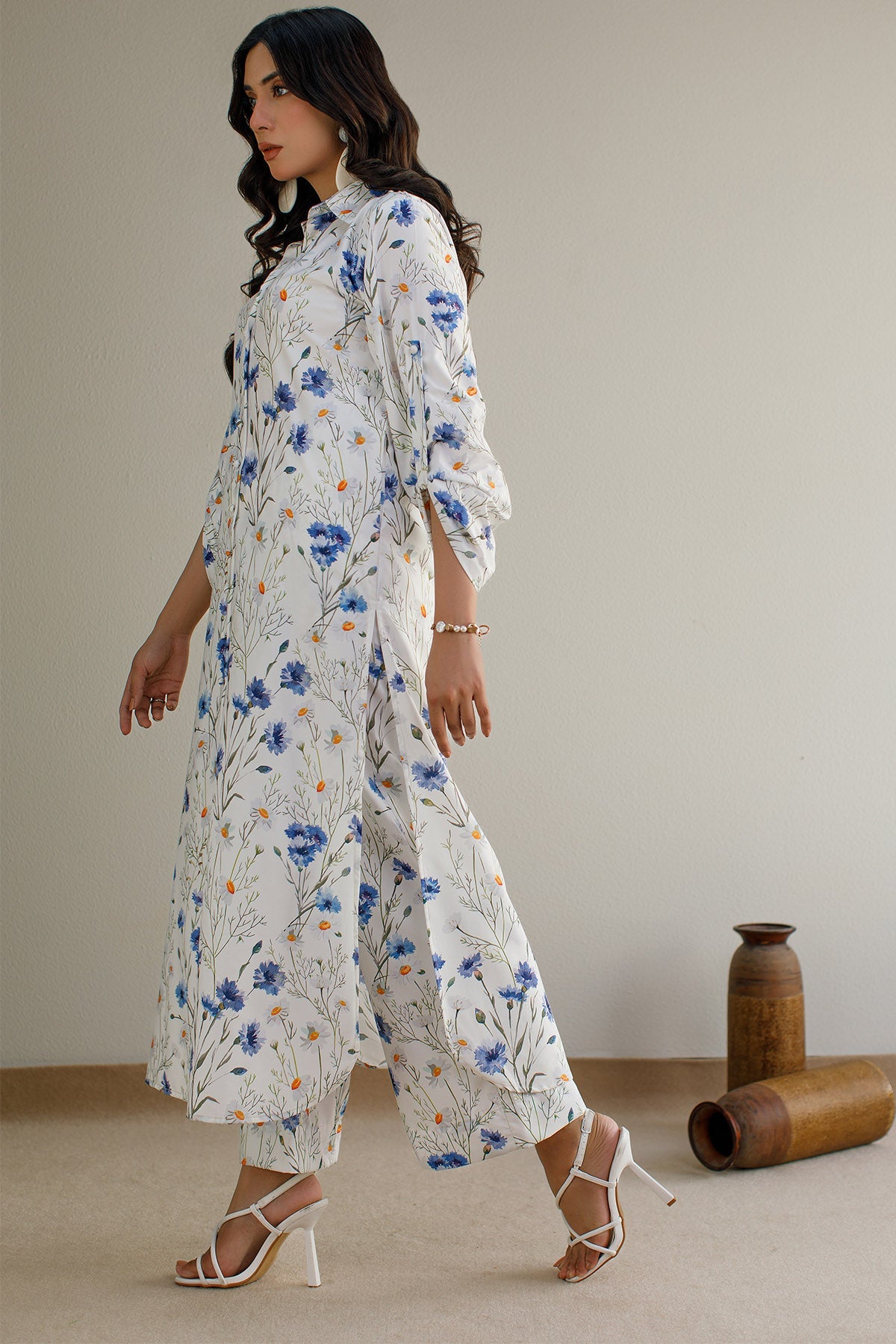 2 Pcs Printed Suit - 19 - Peach Republic