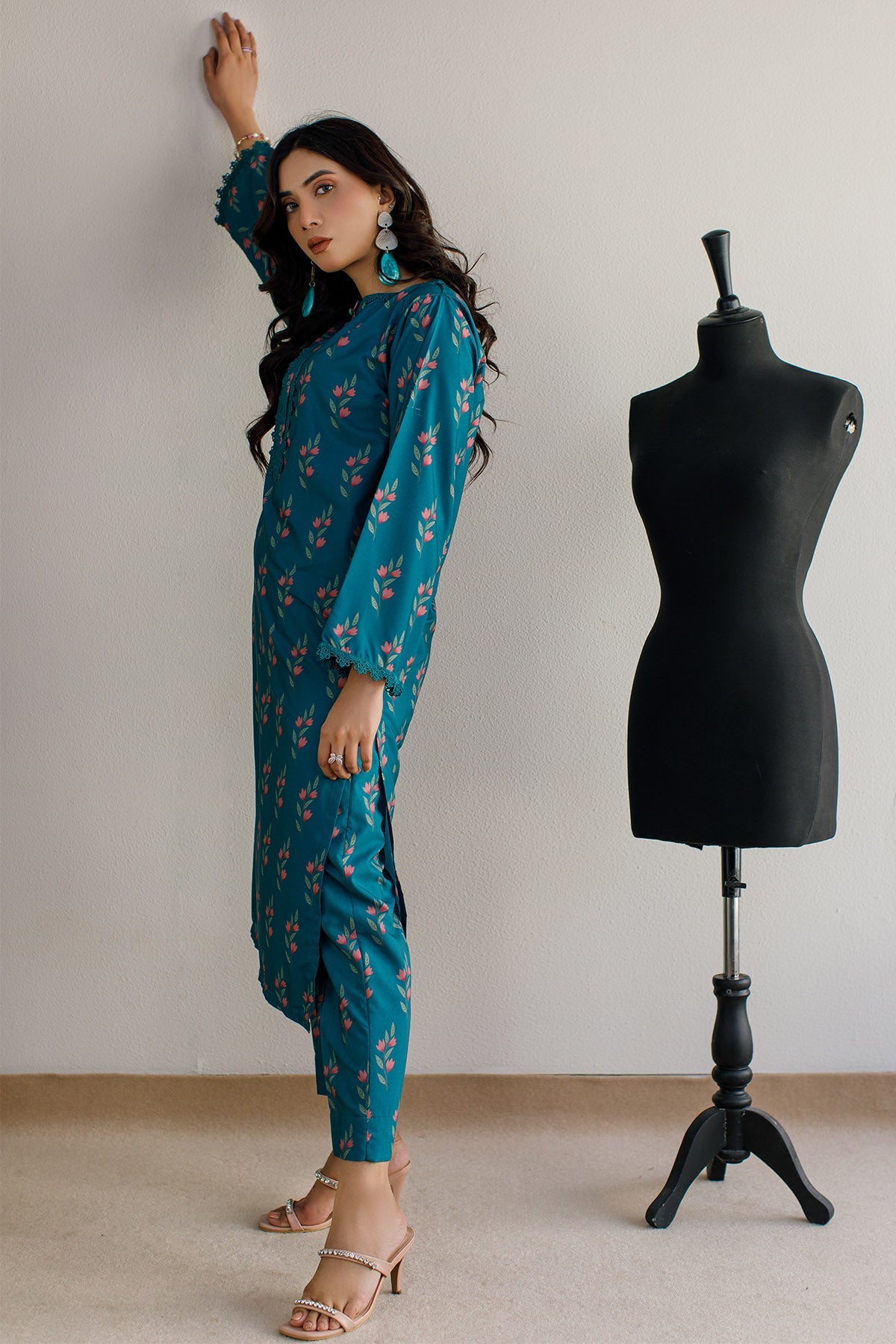 2 Pcs Printed Suit - 21 - Peach Republic