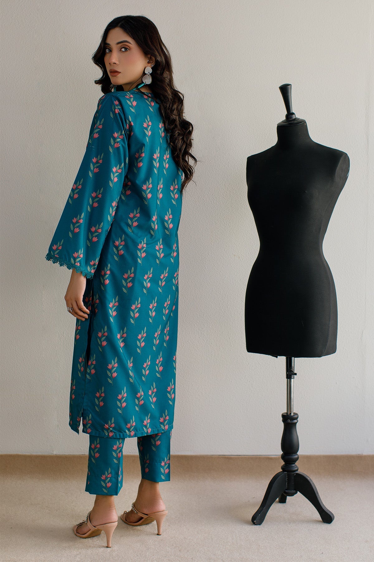 2 Pcs Printed Suit - 21 - Peach Republic