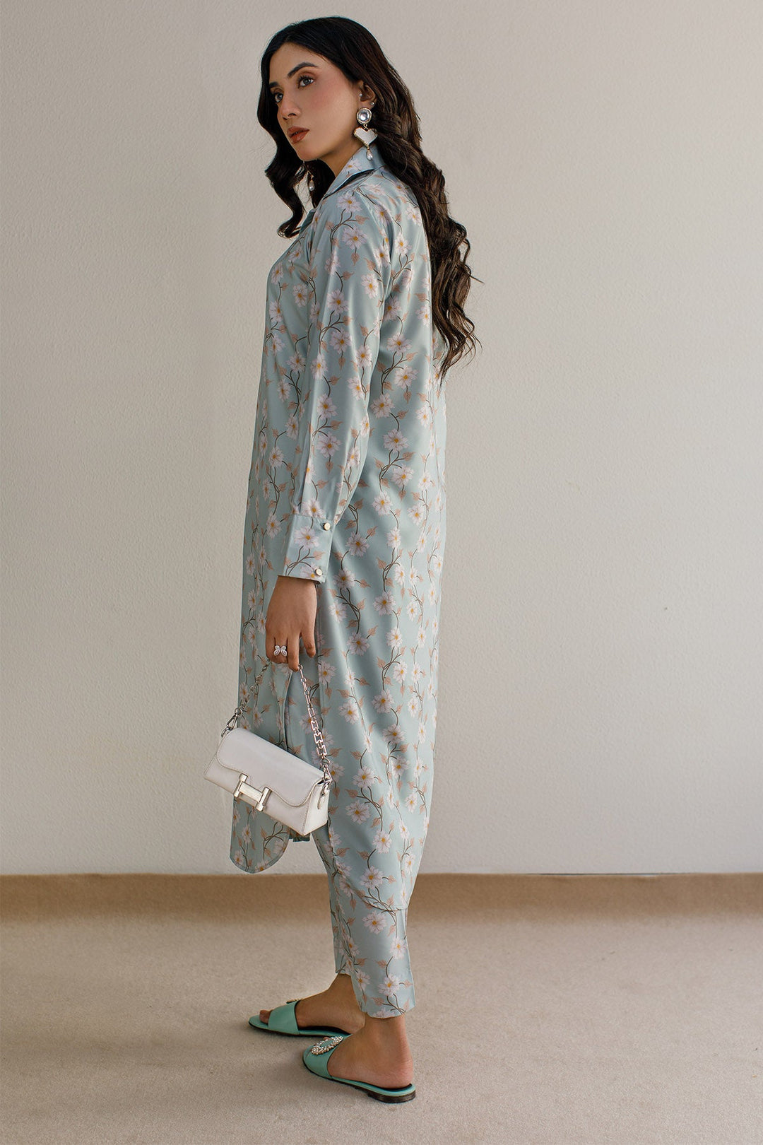 2 Pcs Printed Suit - 22 - Peach Republic