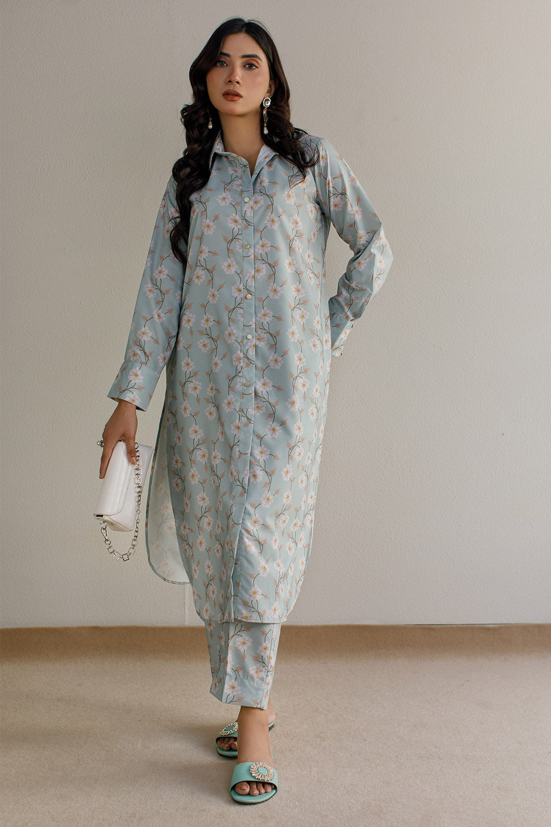 2 Pcs Printed Suit - 22 - Peach Republic