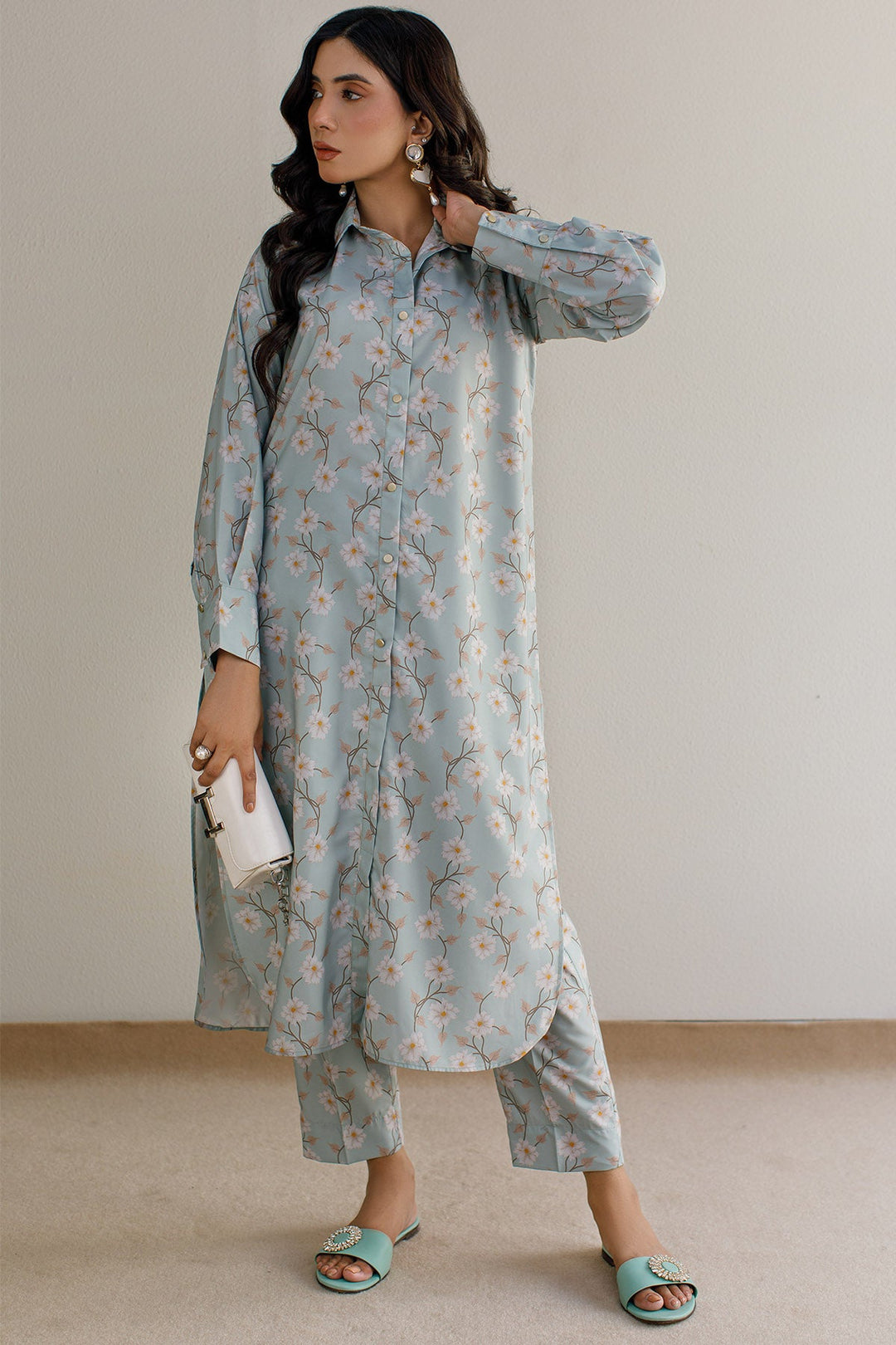 2 Pcs Printed Suit - 22 - Peach Republic