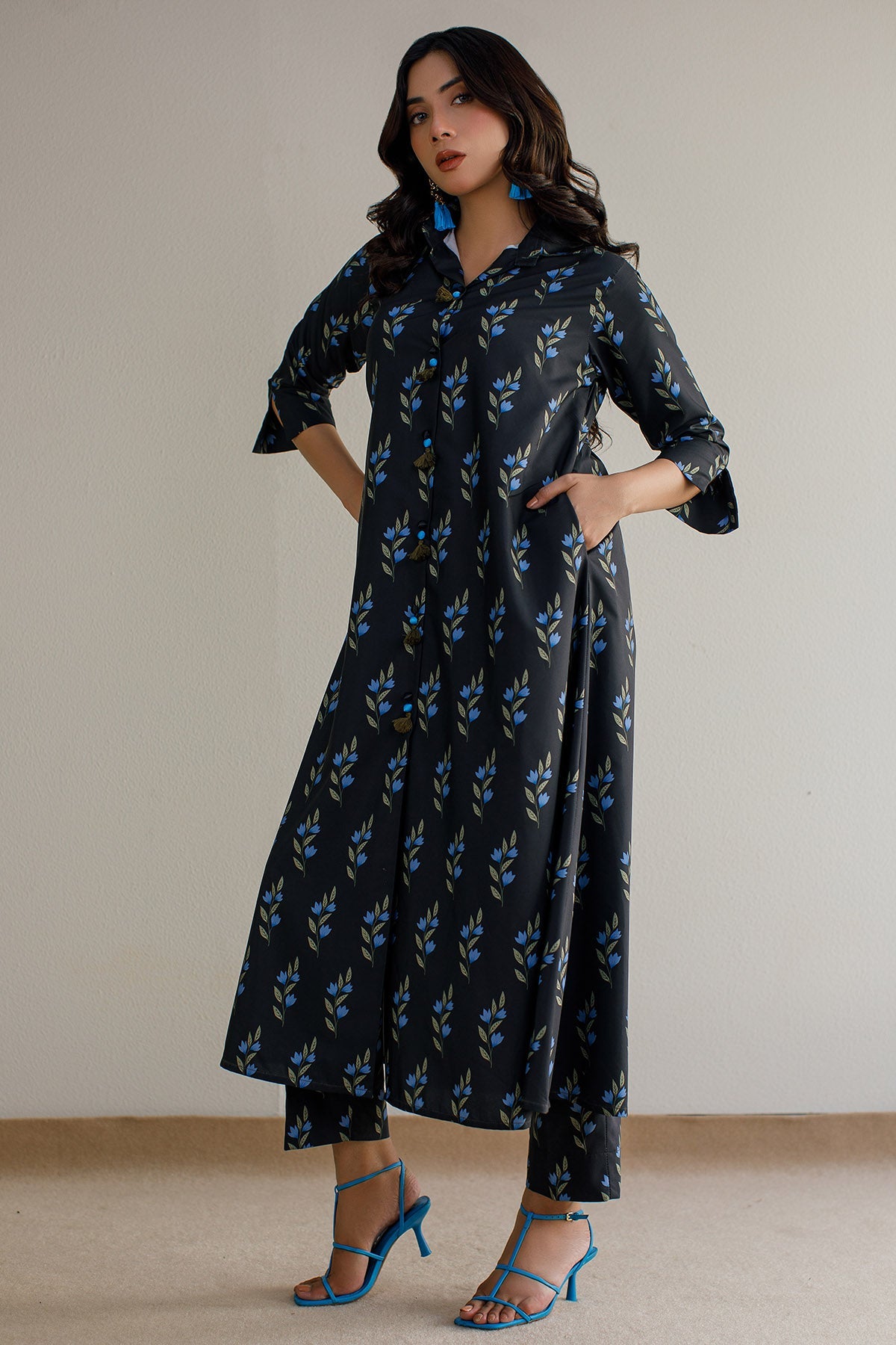2 Pcs Printed Suit - 23 - Peach Republic