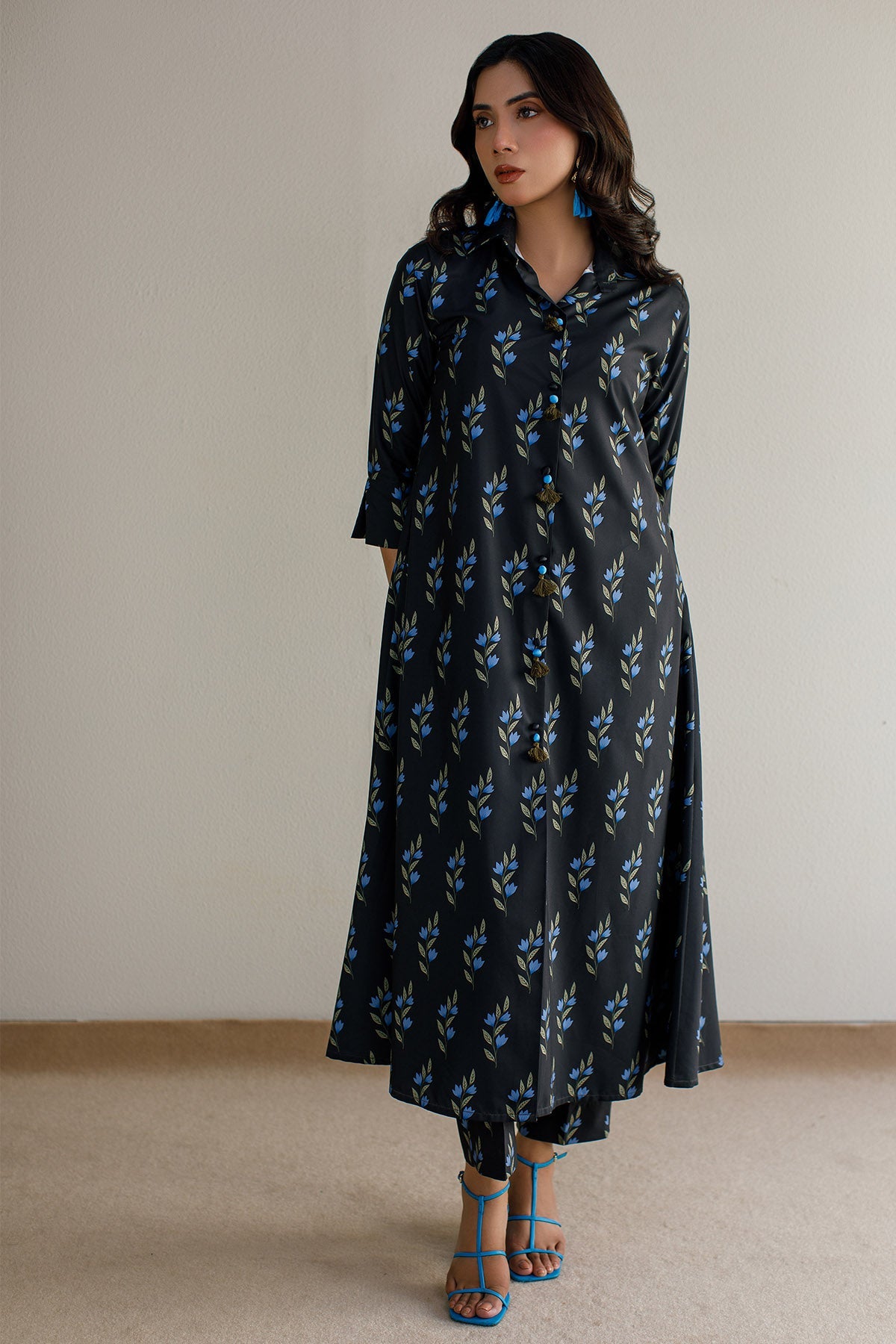 2 Pcs Printed Suit - 23 - Peach Republic