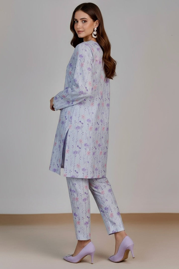 2 Pcs Printed Suit - 26 - Peach Republic