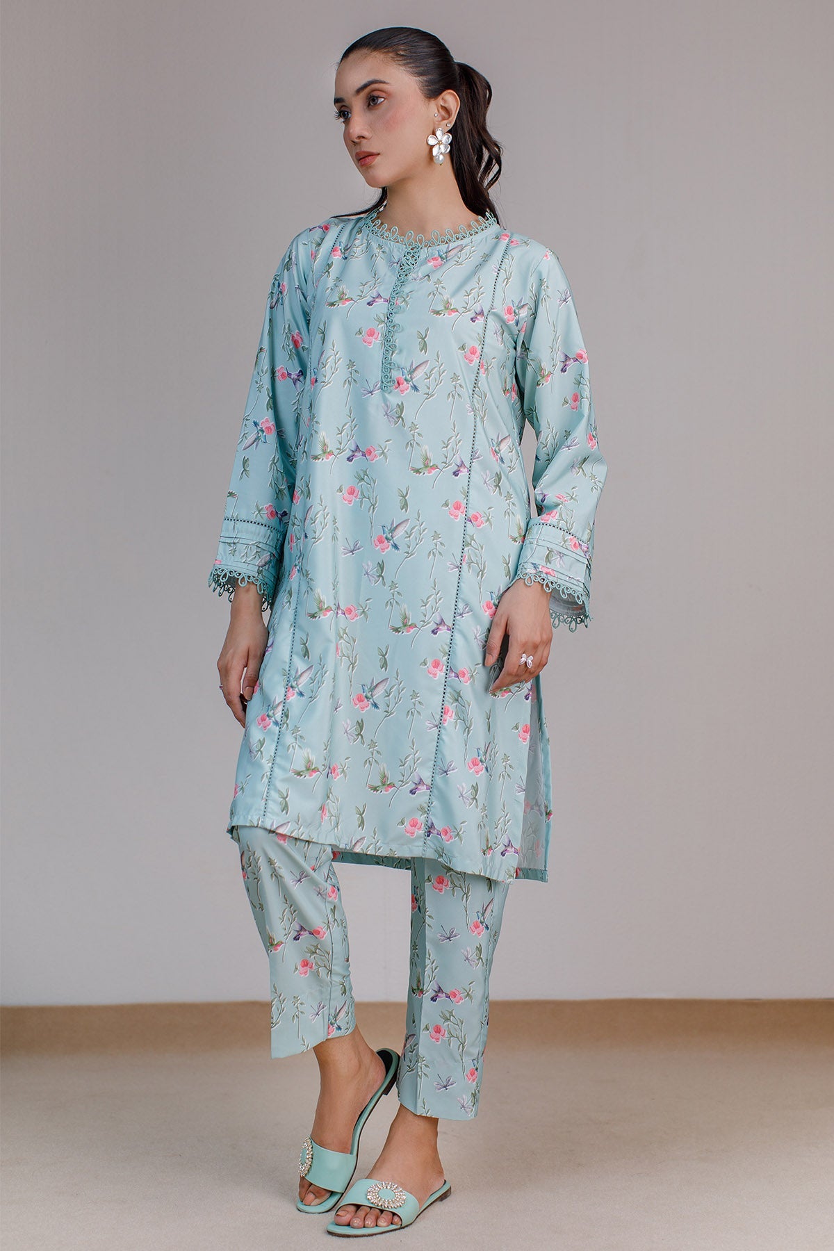 2 Pcs Printed Suit - 29 - Peach Republic