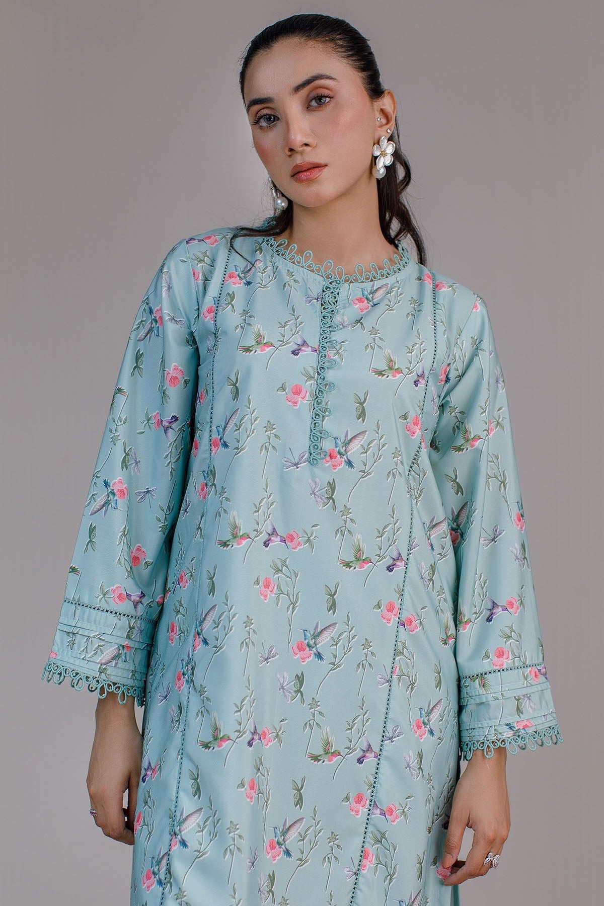 2 Pcs Printed Suit - 29 - Peach Republic